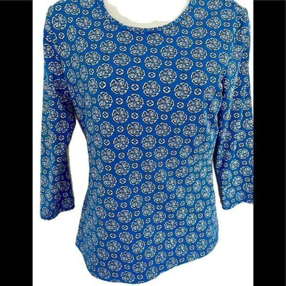 J McLaughlin Signature  Top -S blue print , nylon spandex